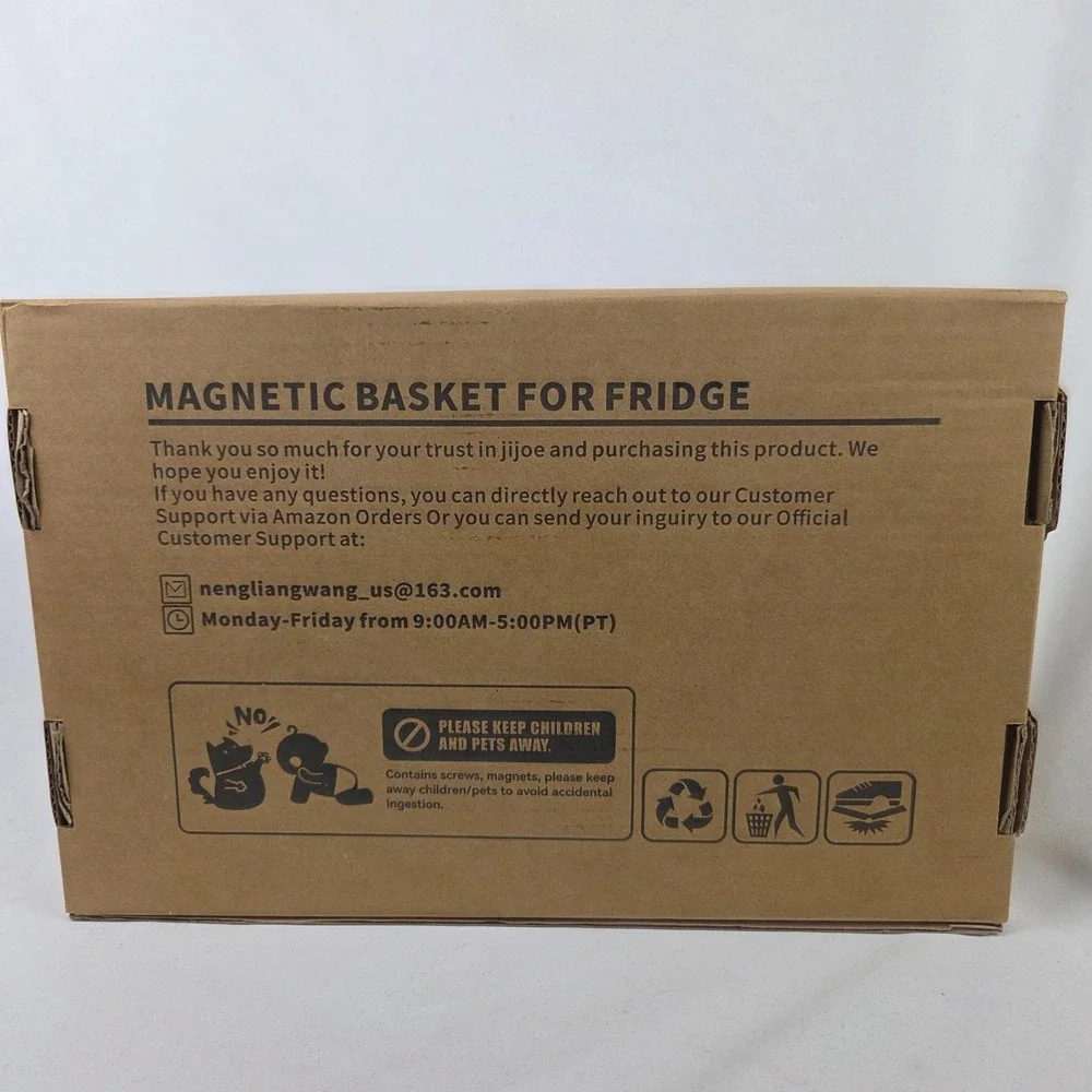 New Magnetic Fridge Shelf with Wood Lid, Storage Bins for Fruits & Vegetables